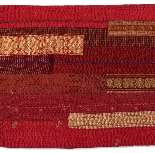Hand made kantha Red Jewel Striped Placemat (Set of 2)