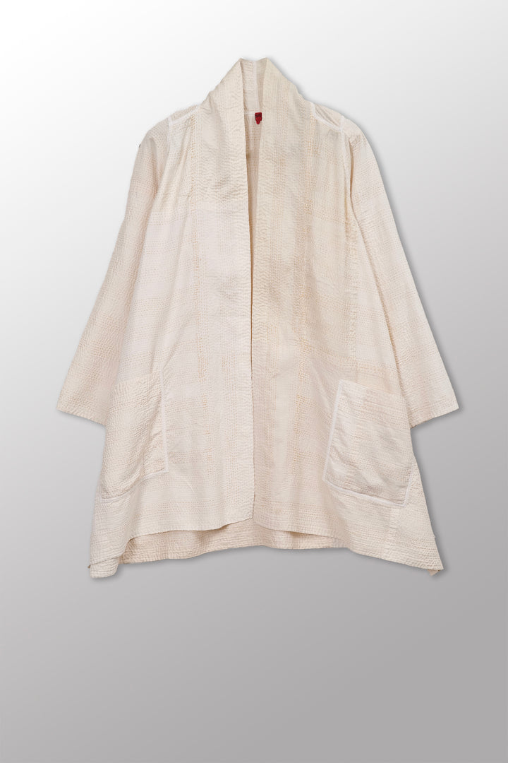 Jaipur White Kantha A-Line JKT