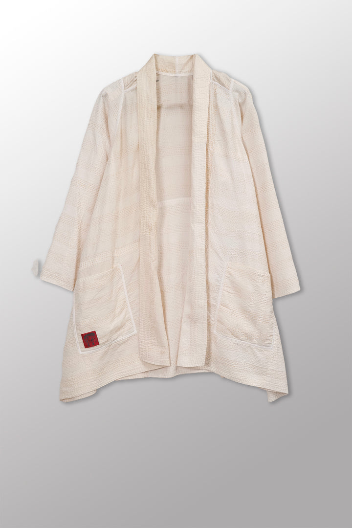 Jaipur White Kantha A-Line JKT