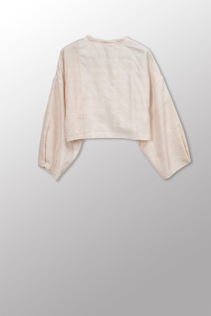 Jaipur White Kantha Sleeve Jacket
