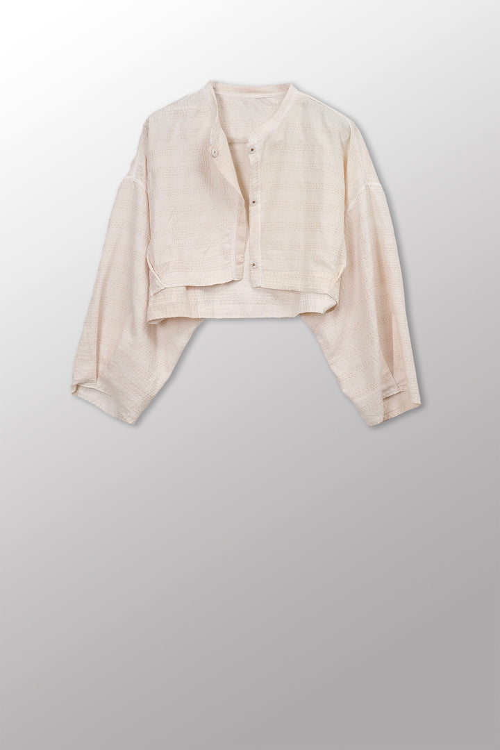 Jaipur White Kantha Sleeve Jacket