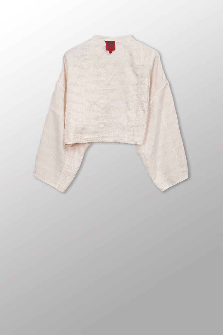 Jaipur White Kantha Sleeve Jacket
