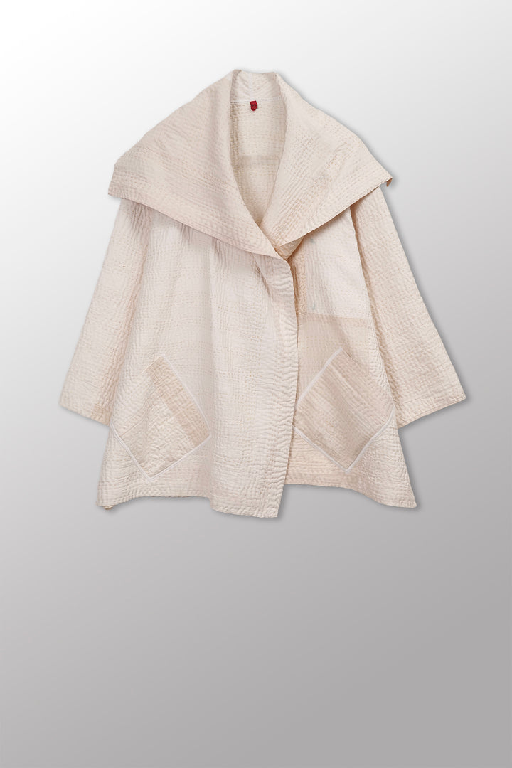 Jaipur White Kantha Flare JKT