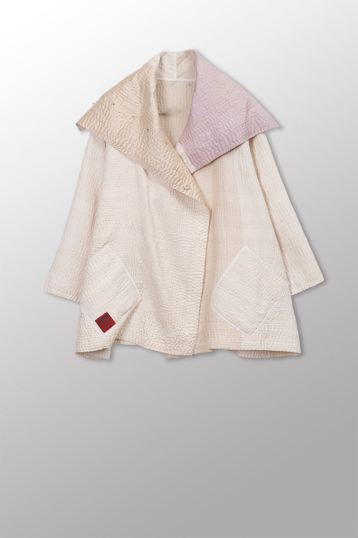 Jaipur White Kantha Flare JKT