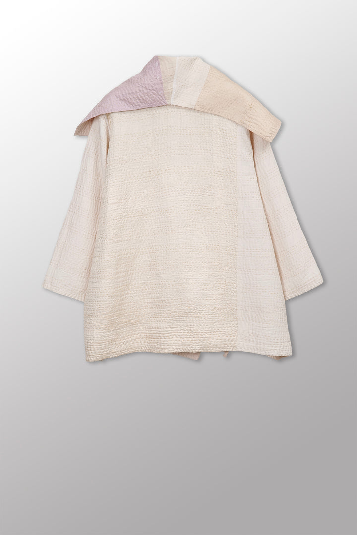 Jaipur White Kantha Flare JKT