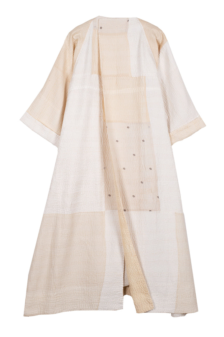 Jaipur White Kantha KImono Maxi