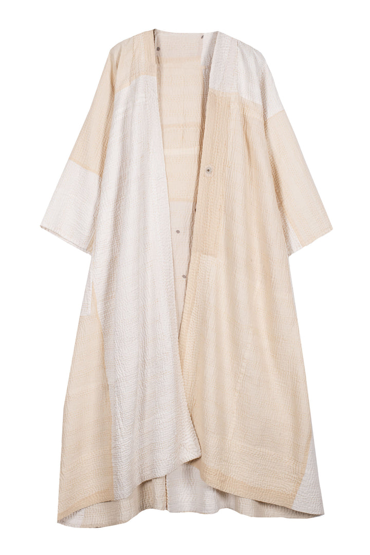 Jaipur White Kantha KImono Maxi