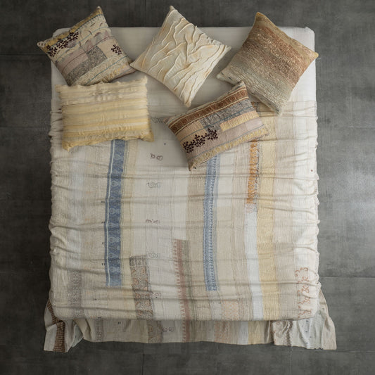 Jewels Stripe Patch Kantha Throw