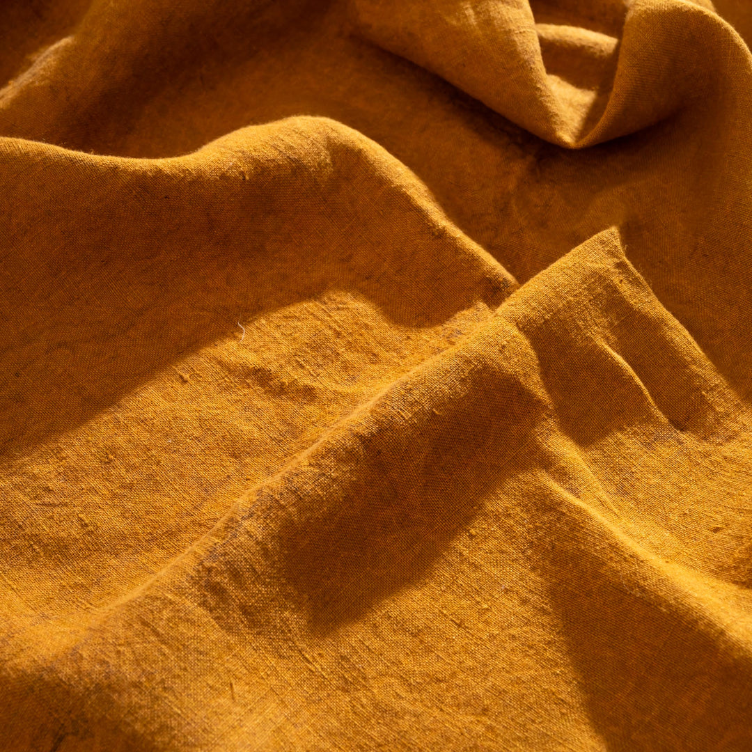 Linen Mud Dye Handmade Kantha Umber Table Cover