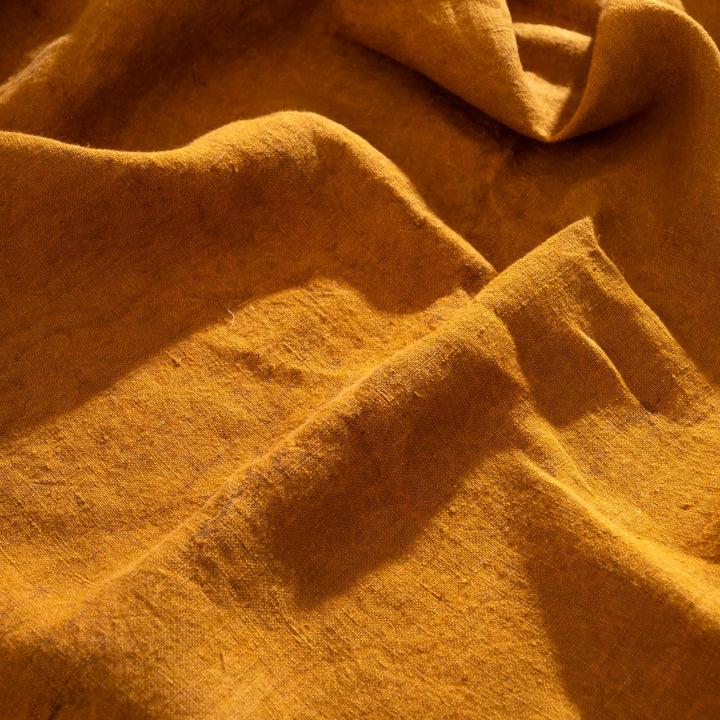 Linen Mud Dye Handmade Kantha Umber Table Cover