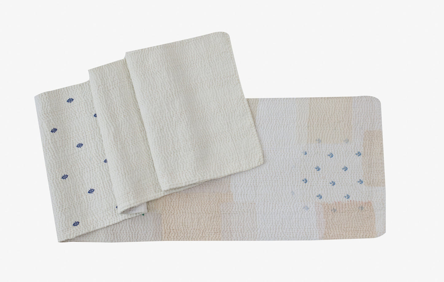 Mosaic Fray Patch vintage Kantha Runner - Cauliflower