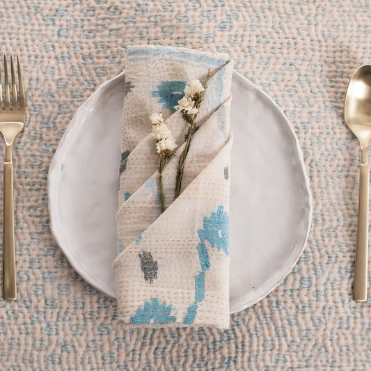 Mosaic Fray Handmade vintage Kantha Napkin - Cauliflower (Set of 2)