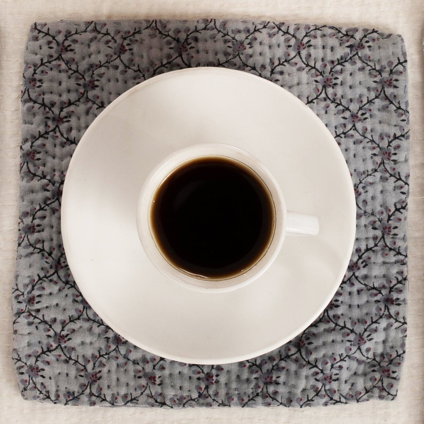 Mosaic Fray Handmade vintage Kantha Coaster - Hydrangea (Set of 2)