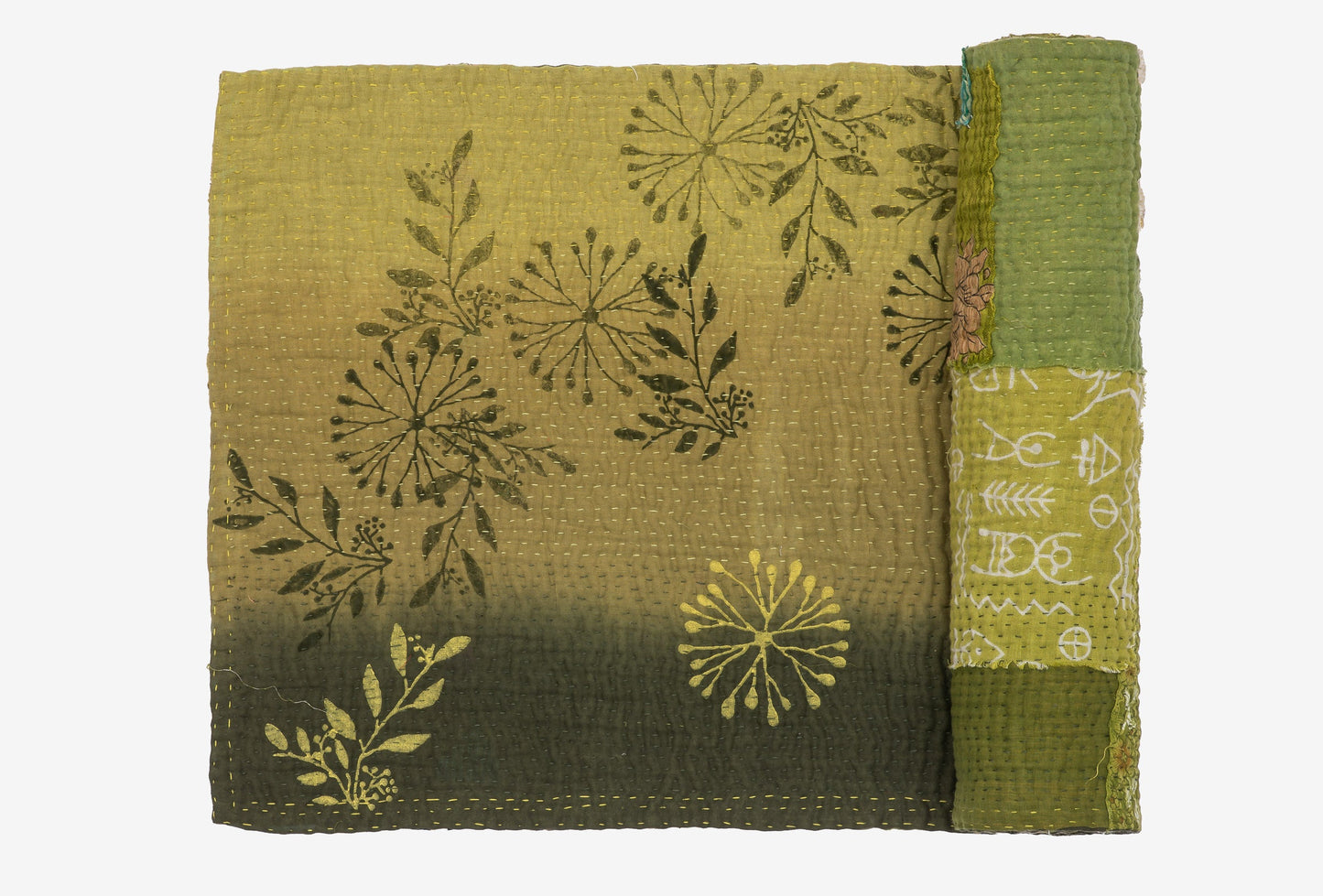 Ombre Patch Kantha Table Runner - Green