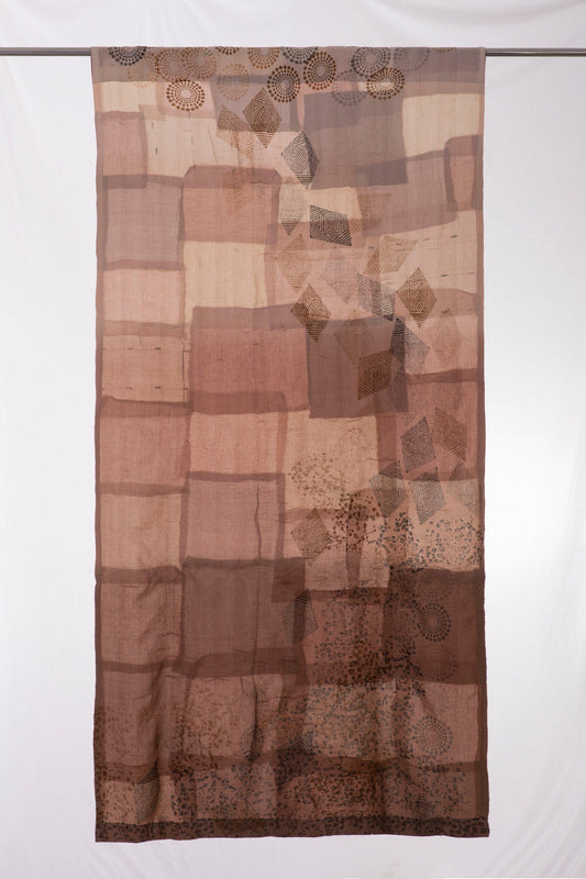 Ombre Patch Vintage Cotton Kantha Curtains - Chocolate