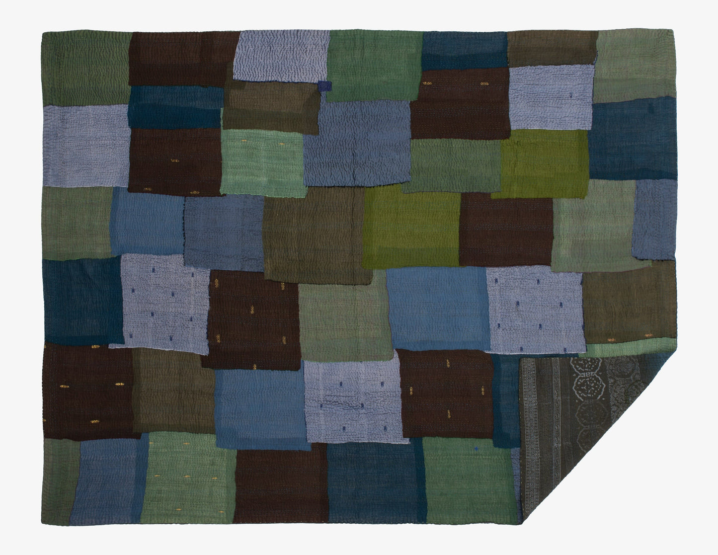 Ombre with Fray Handmade Vintage Kantha Throw - Avocado