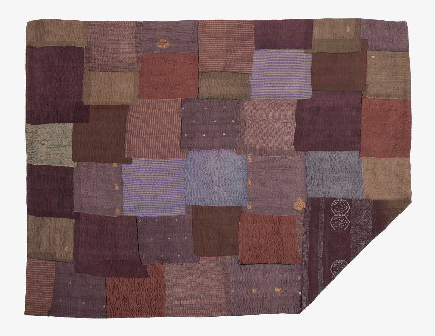 Ombre with Fray  Vintage Kantha Throw - Chocolate