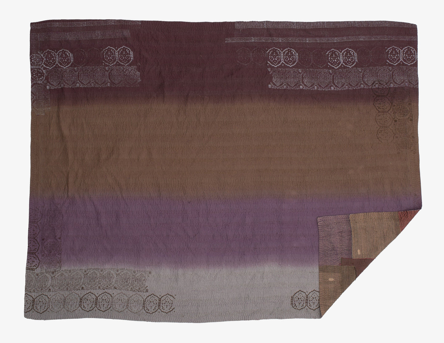 Ombre with Fray  Vintage Kantha Throw - Chocolate