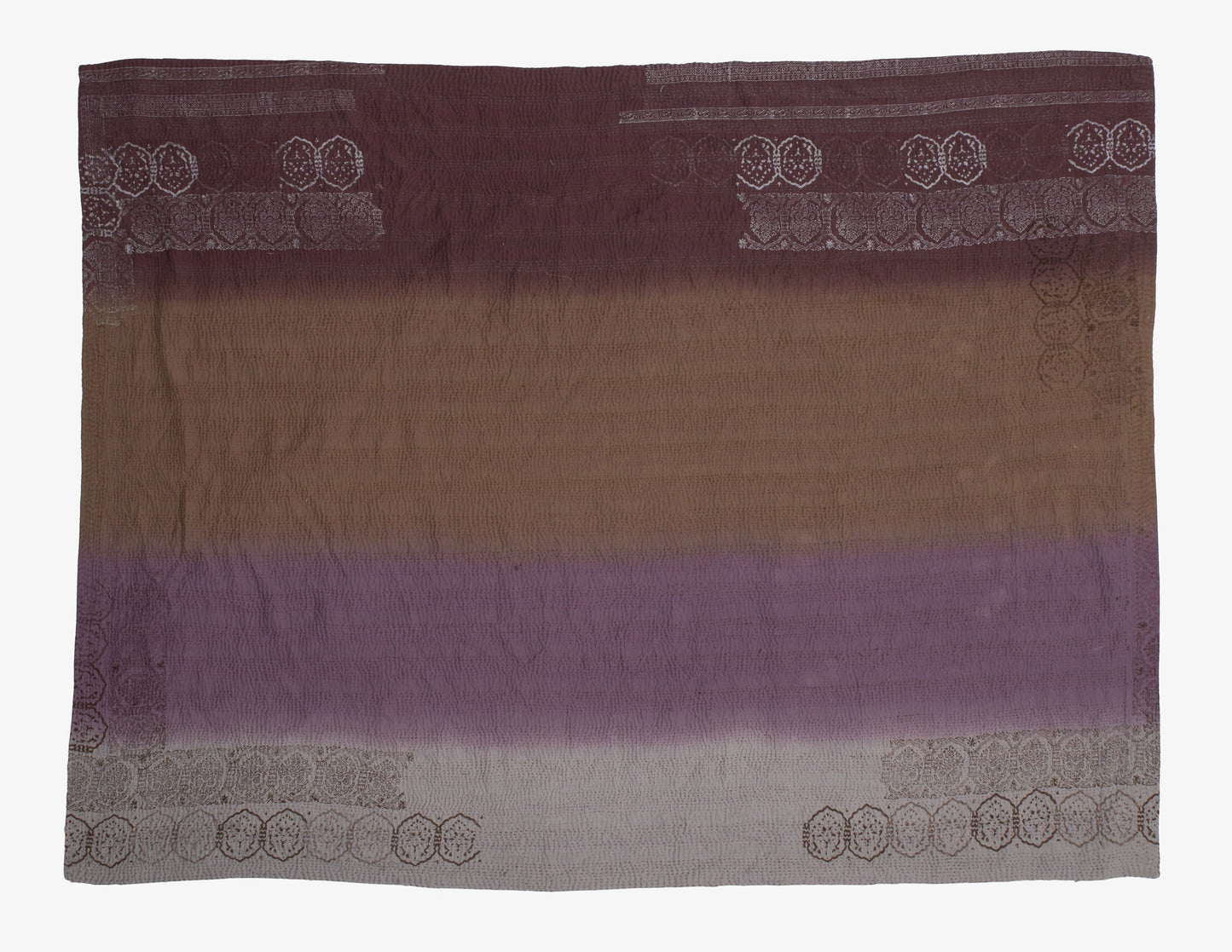 Ombre with Fray  Vintage Kantha Throw - Chocolate