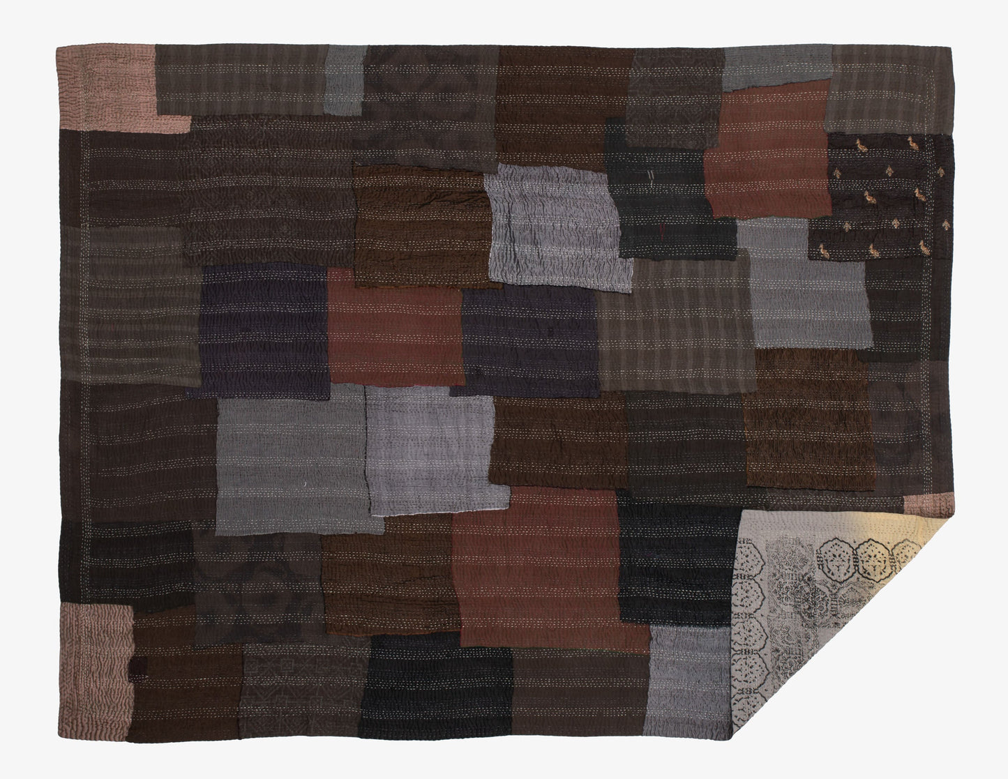 Ombre with Fray Handmade Vintage Kantha Throw - Yellow Stone