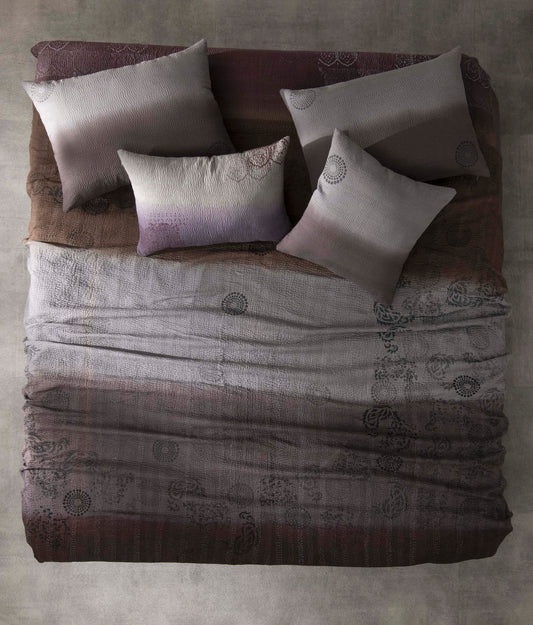 Ombre with Fray Patch Handmade Vintage Quilt - Chocolate