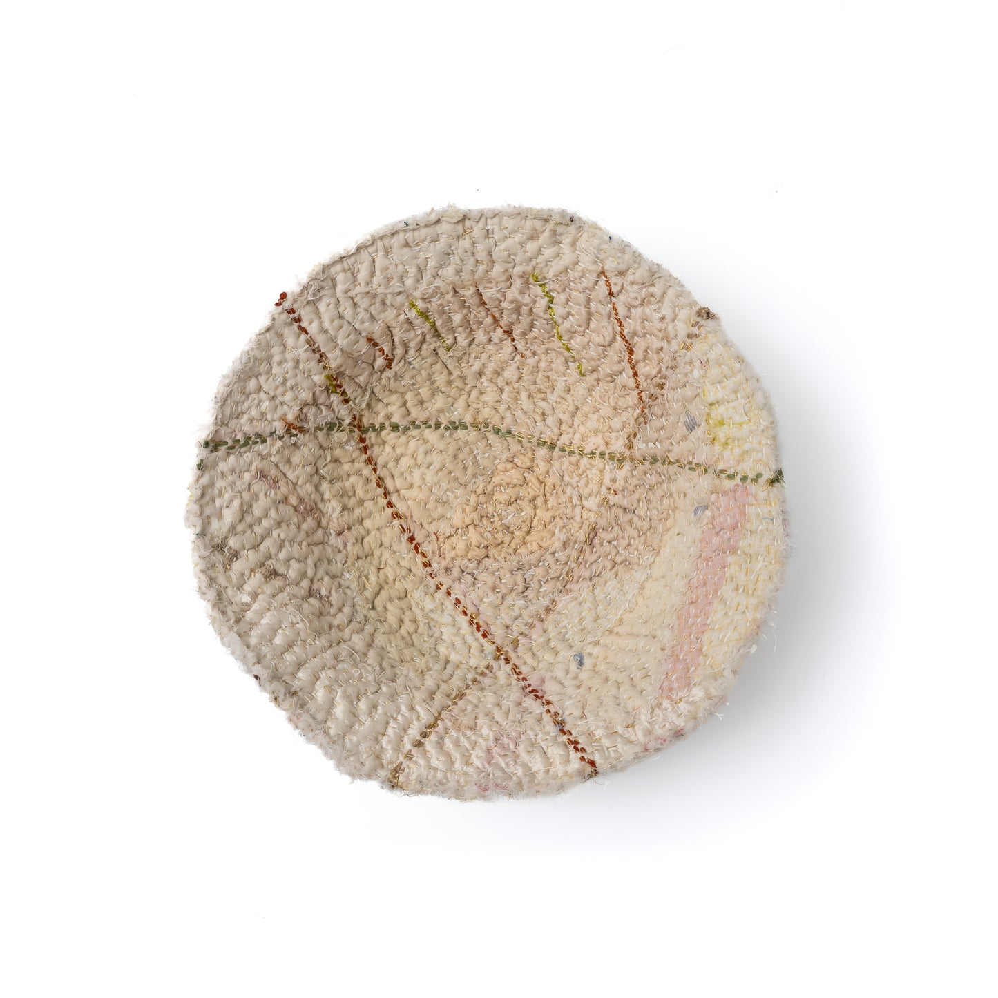 Handcrafted Kantha Rose Bowls (metallic kantha) - Shallow Bowl - Ivory