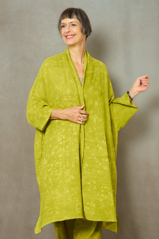 SAND SUN DYE RIPPLE KANTHA PONCHO TOPPER - rs2356-lim -