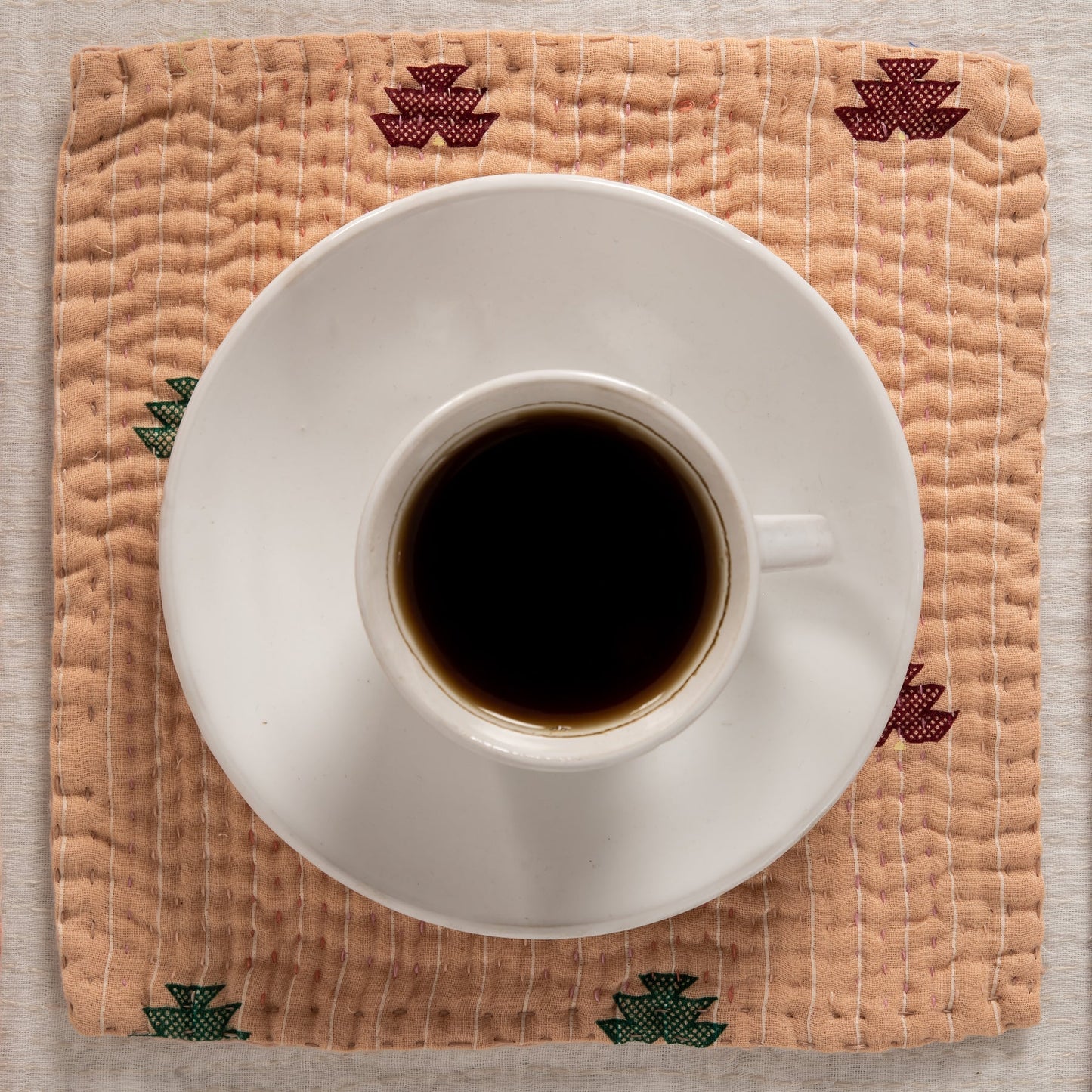 Mosaic Fray Handmade vintage Kantha Coaster - Shallot (Set of 2)