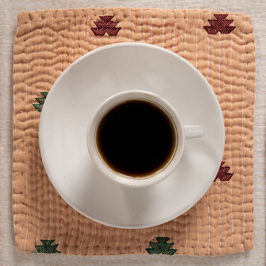 Mosaic Fray Handmade vintage Kantha Coaster - Shallot (Set of 2)