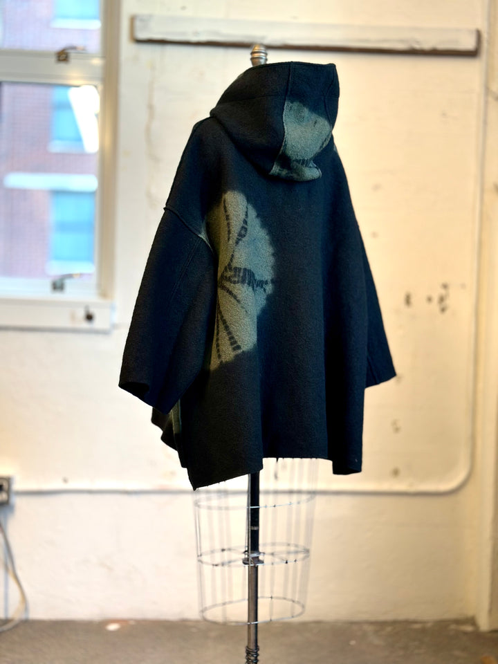 Circle Tie Dye Boiled Wool New Hoddie Poncho
