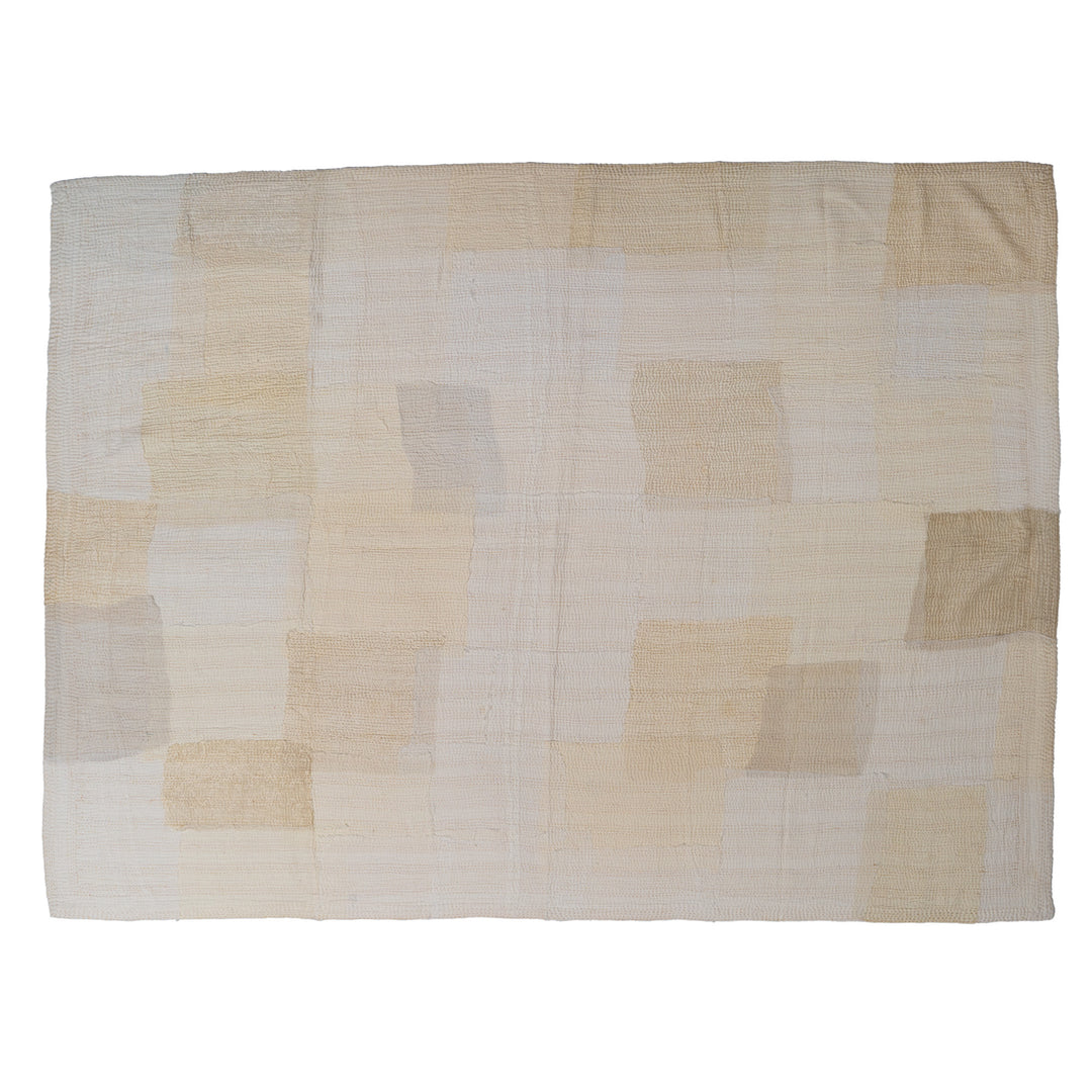 Mosaic Fray Handmade Vintage Kantha Throw -Cauliflower -