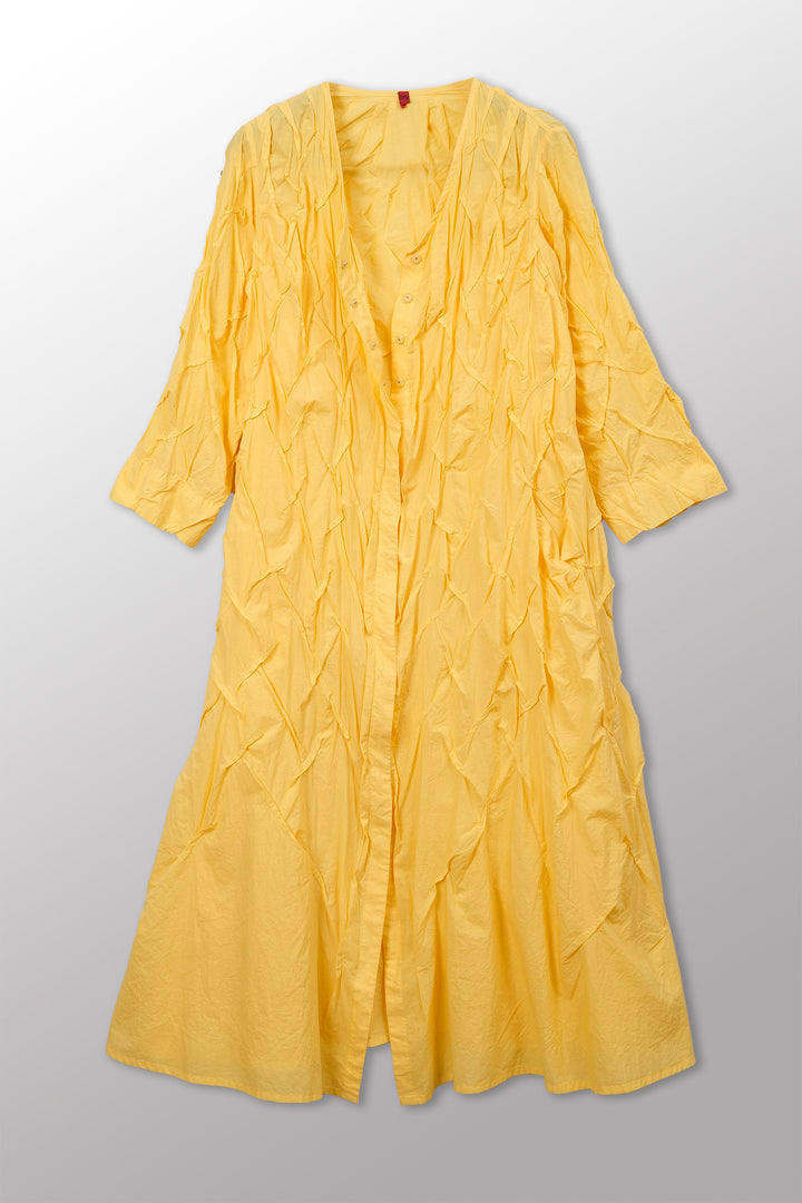 Wavy Tuck Polished Cotton A - Line Dress