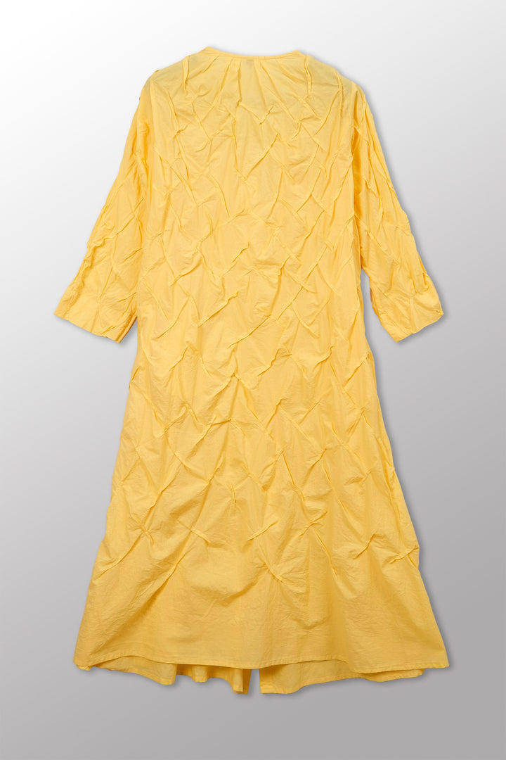 Wavy Tuck Polished Cotton A - Line Dress