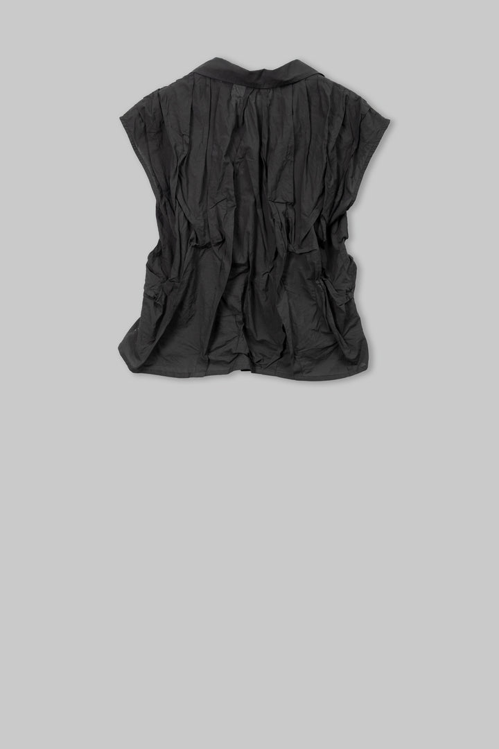 Wavy Tuck Polished Cotton French Sleeve Shirt