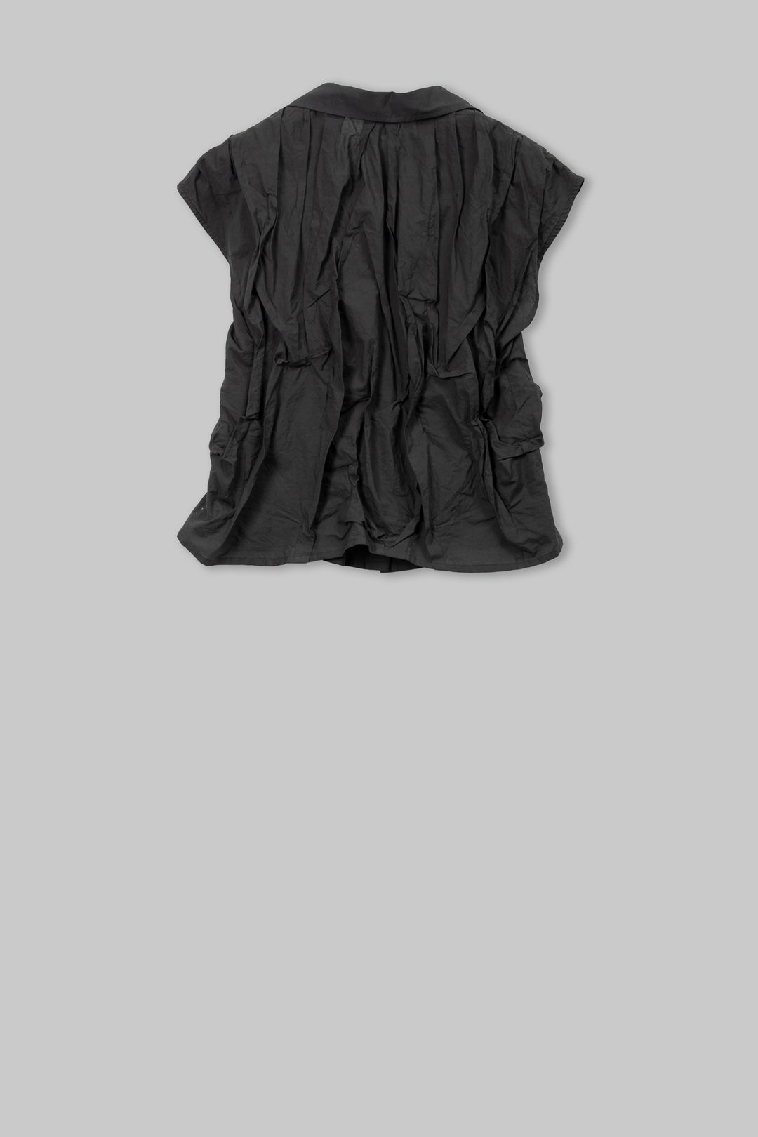 Wavy Tuck Polished Cotton French Sleeve Shirt