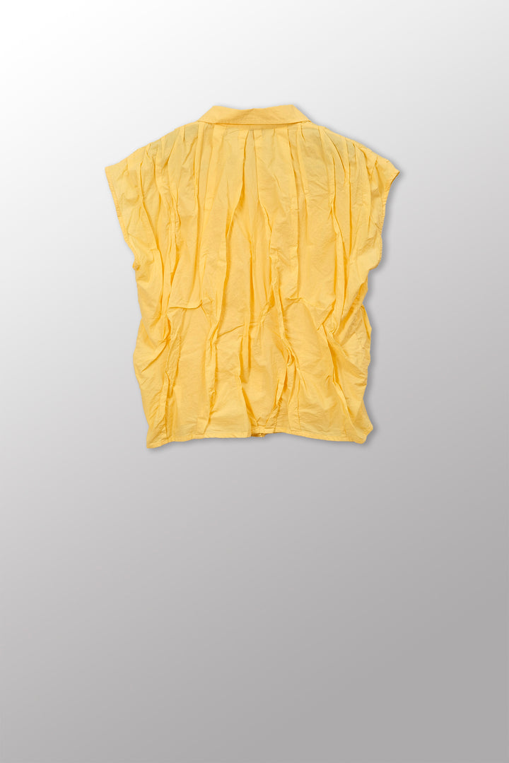 Wavy Tuck Polished Cotton French Sleeve Shirt