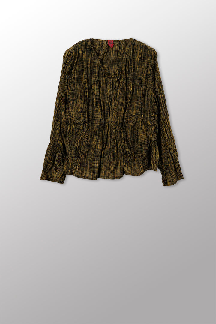 Woven Tie Dye V-Neck Blouse