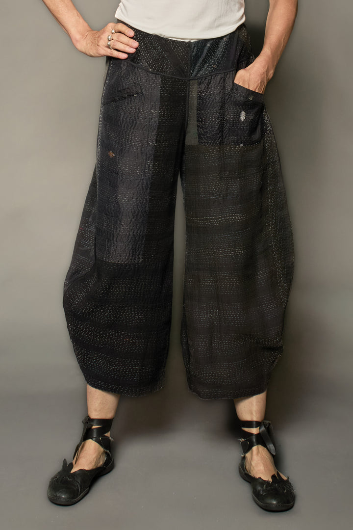 JAIPUR PATCH KANTHA HAREM PANTS - jp2605-blk -