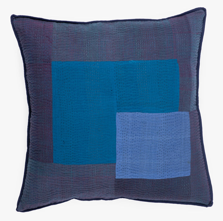 Landscape Handmade Vintage Kantha Pillow -Navy