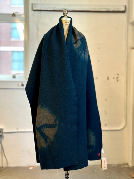 CIRCLE TIE DYE BOILED WOOL SHAWL LARGE - tw1803-nvy -