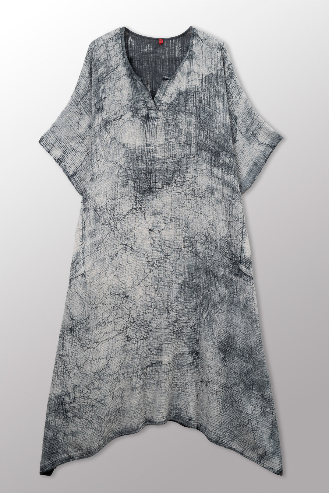MUD DYE RIPPLE KANTHA KAFTAN DRESS - yp2468-gry -