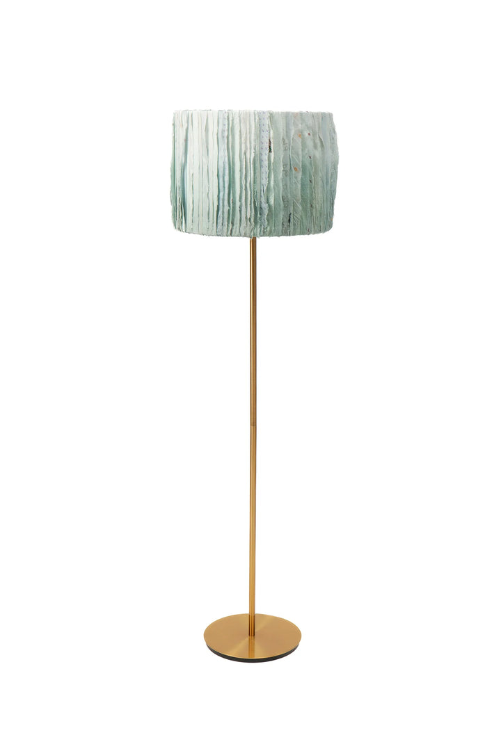 Sage Wavy Stripe Blue - Floor Lampshade