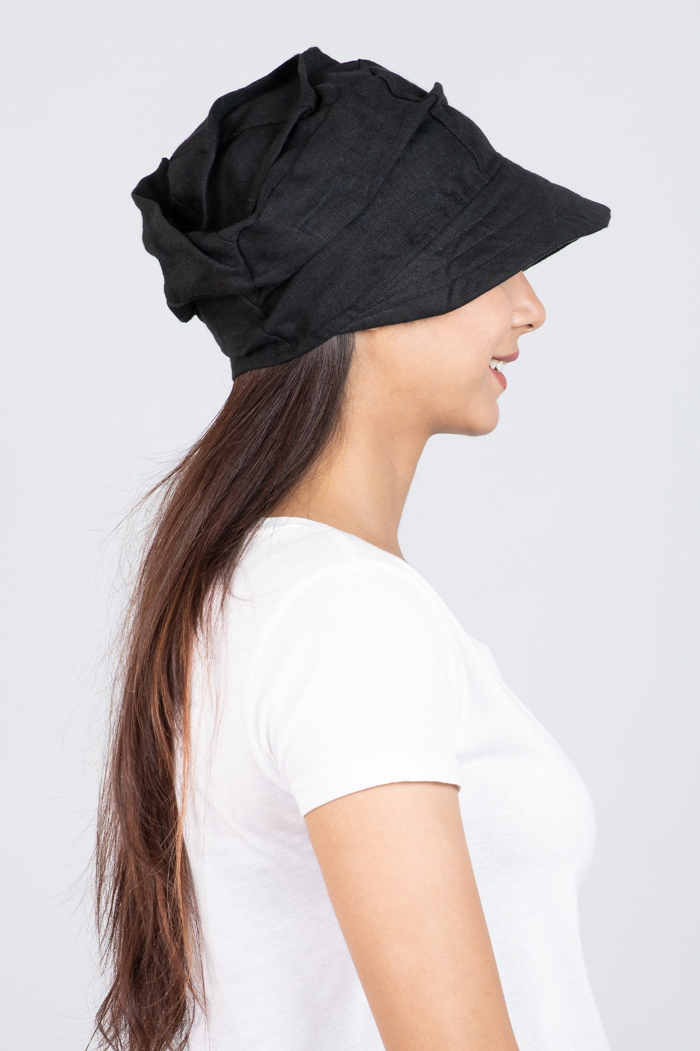 LINEN HALF BRIM HAT - ln1881-blk -
