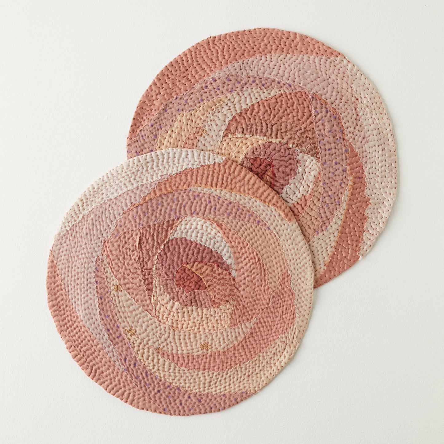 Ash Rose fray patch kantha  Placemat (Set of 2)