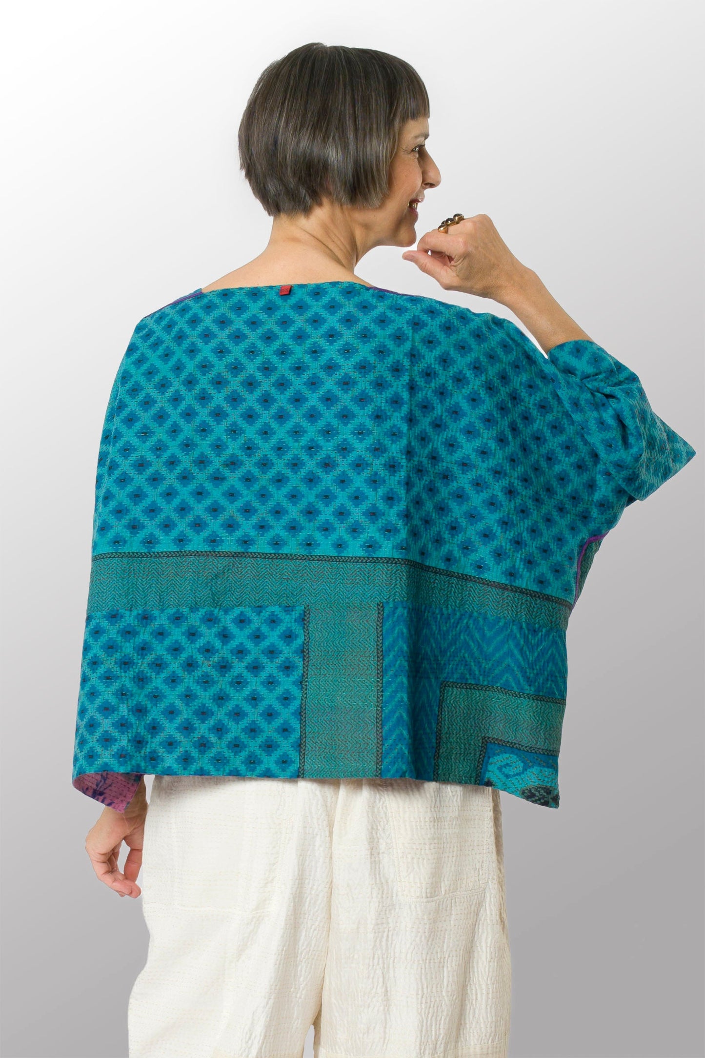 COTTON OVERDYE KANTHA 3/4 SLV. CROP TOP MIO - ov2538-ctel001a -