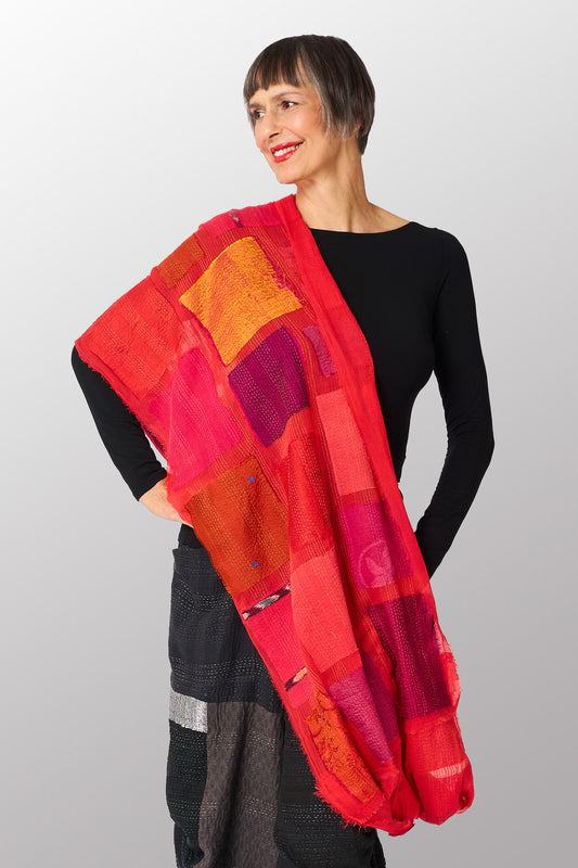 TONAL TILE PATCH KANTHA INFINITY SCARF - tt2816-npk -