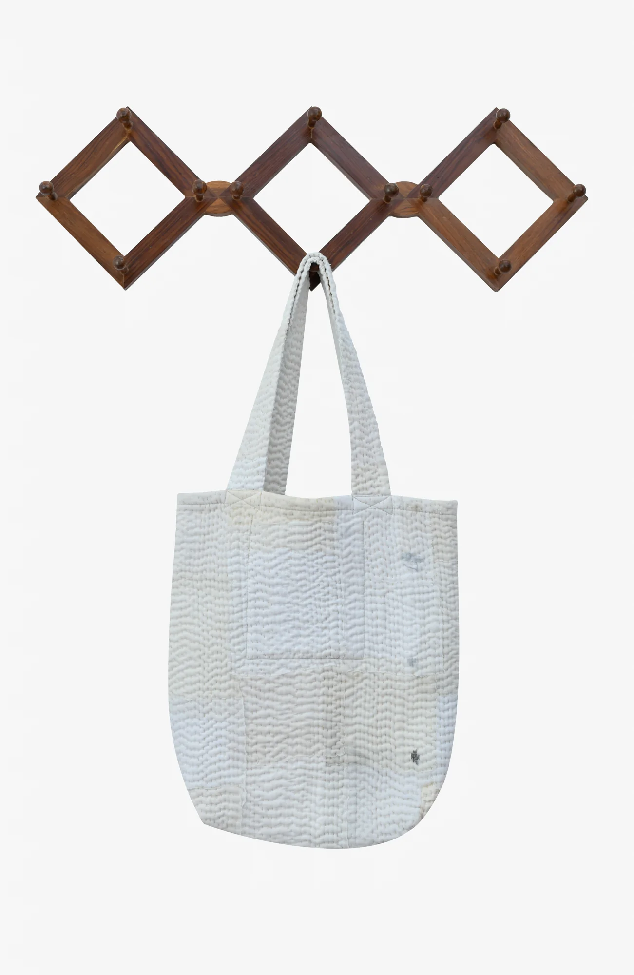 Mosaic Fray Handmade Vintage Kantha Tote Bag -Cauliflower -