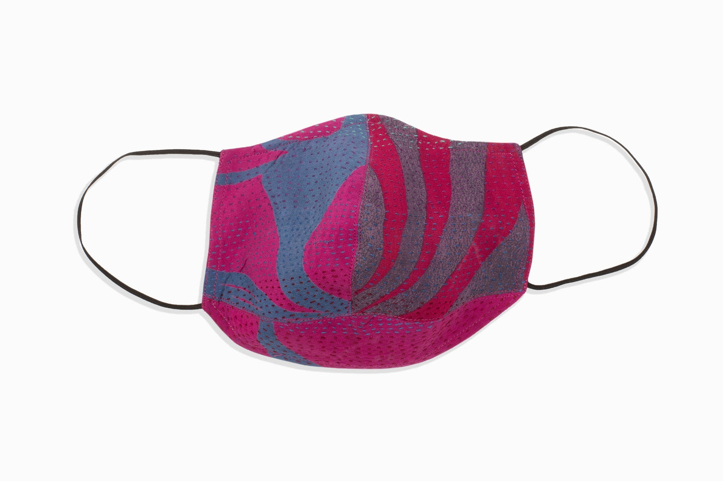 GEORGETTE VINTAGE SILK PATCH KANTHA SHAWL COLLAR VEST - gs2235-pik -