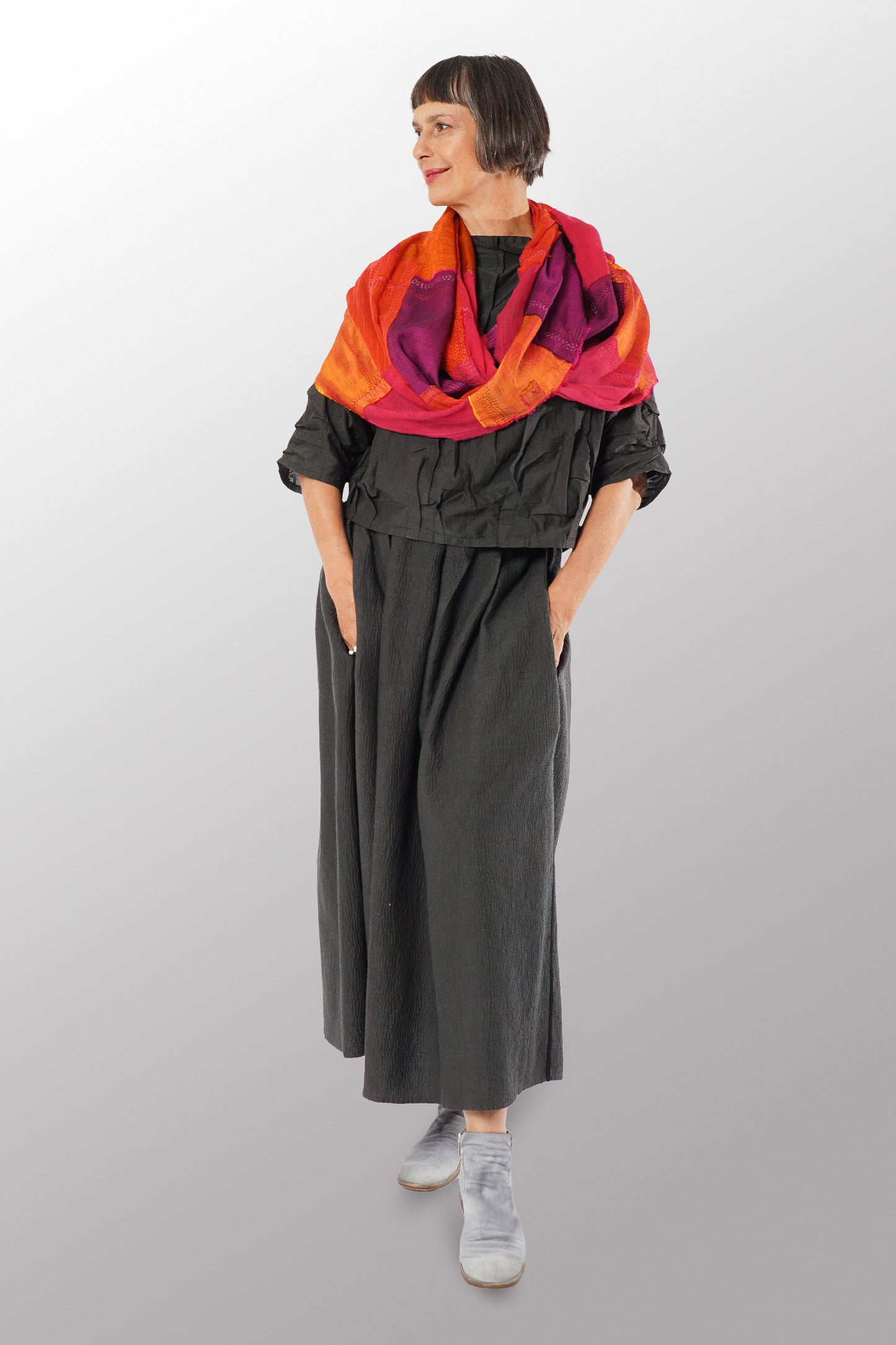 MOSAIC PATCH KANTHA INFINITY SCARF - mz1816-pik -