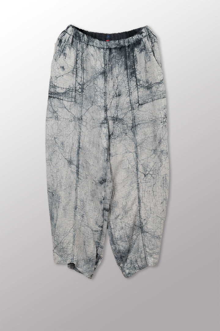 MUD DYE RIPPLE KANTHA BARREL PANTS - yp2641-gry -